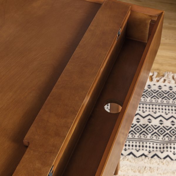 Edward Walnut Mid Century Modern Charging Desk with Drawers 4