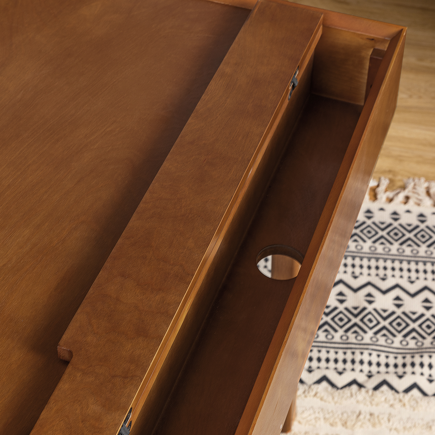 Edward Walnut Mid-Century Modern Charging Desk with Drawers 5 Edward Walnut Mid-Century Modern Charging Desk with Drawers - Image 5