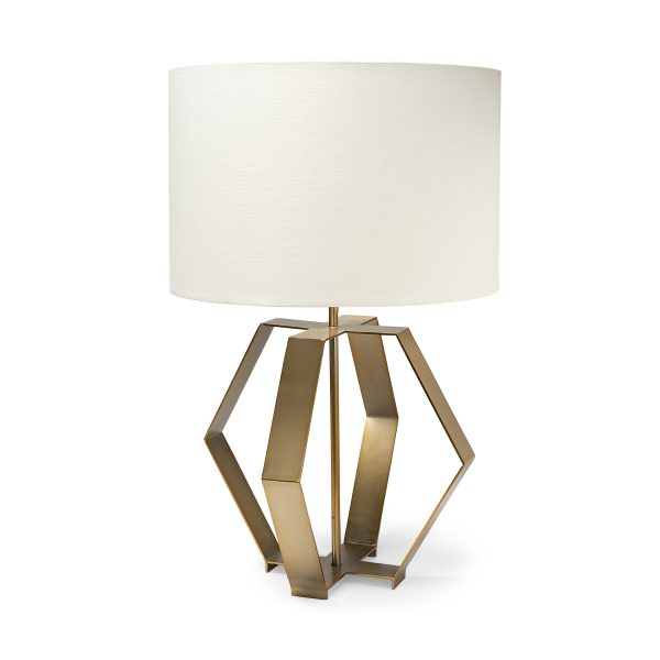 Edwards 26H Gold Metal Base w Cream Fabric Shade Table Lamp