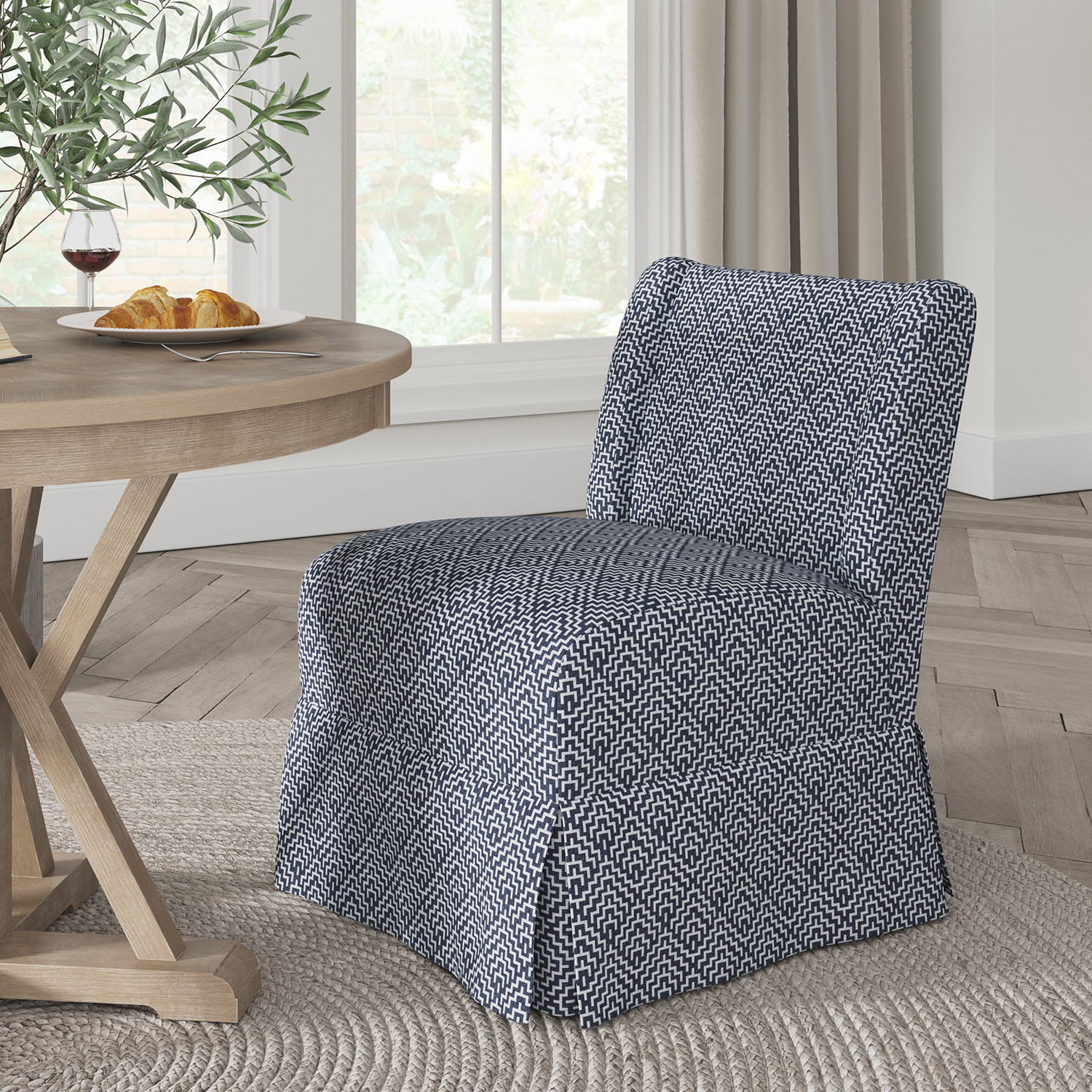 Edwin Geometric Washable Slipcover Transitional Slipper Accent Chair 3 Edwin Geometric Washable Slipcover Transitional Slipper Accent Chair - Image 3