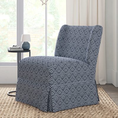 Edwin Geometric Washable Slipcover Transitional Slipper Accent Chair