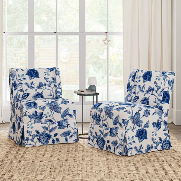 Edwin Turquoise Washable Slipcover Slipper Chairs