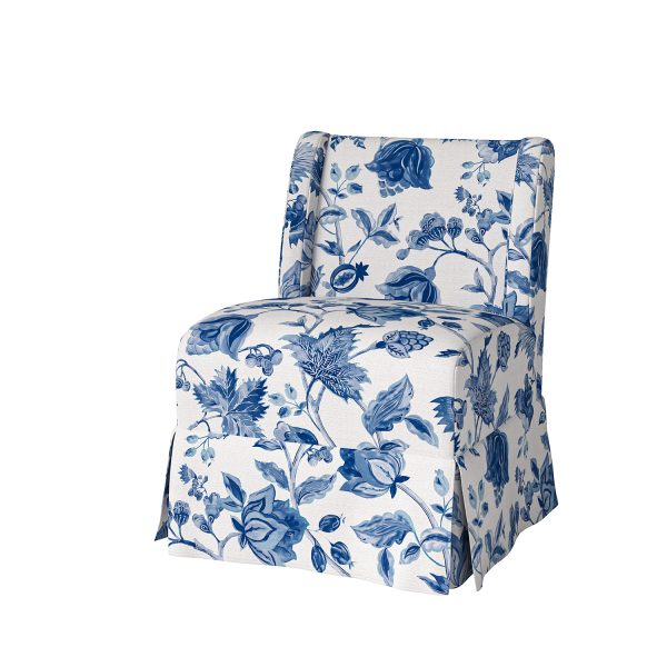 Edwin Turquoise Washable Slipcover Transitional Dining Slipper Chair 1