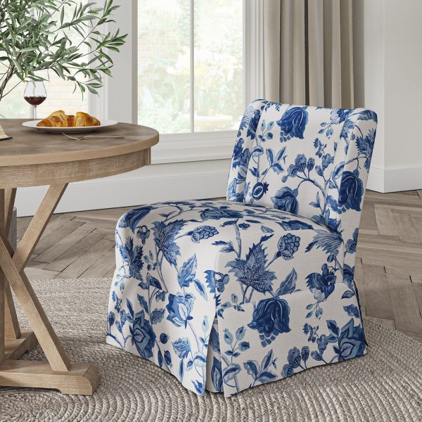 Edwin Turquoise Washable Slipcover Transitional Dining Slipper Chair 2