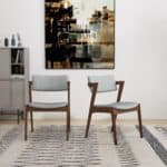 Light Gray Fabric Mid-Century Modern Dining Chairs (Set of 2) 7 Light Gray Fabric Mid-Century Modern Dining Chairs (Set of 2)