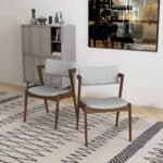 Light Gray Fabric Mid-Century Modern Dining Chairs (Set of 2) 9 Light Gray Fabric Mid-Century Modern Dining Chairs (Set of 2)
