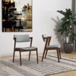 Light Gray Fabric Mid-Century Modern Dining Chairs (Set of 2) 10 Light Gray Fabric Mid-Century Modern Dining Chairs (Set of 2)