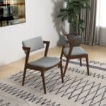 Light Gray Fabric Mid-Century Modern Dining Chairs (Set of 2) 8 Light Gray Fabric Mid-Century Modern Dining Chairs (Set of 2)