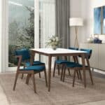 Teal Velvet Mid-Century Modern Dining Chairs (Set of 2)
