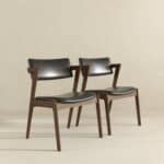 Mid Century Black Leather Dining Chairs Solid Wood (Set of 2) 12 Mid Century Black Leather Dining Chairs Solid Wood (Set of 2)