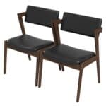 Mid Century Black Leather Dining Chairs Solid Wood (Set of 2) 16 Mid Century Black Leather Dining Chairs Solid Wood (Set of 2)