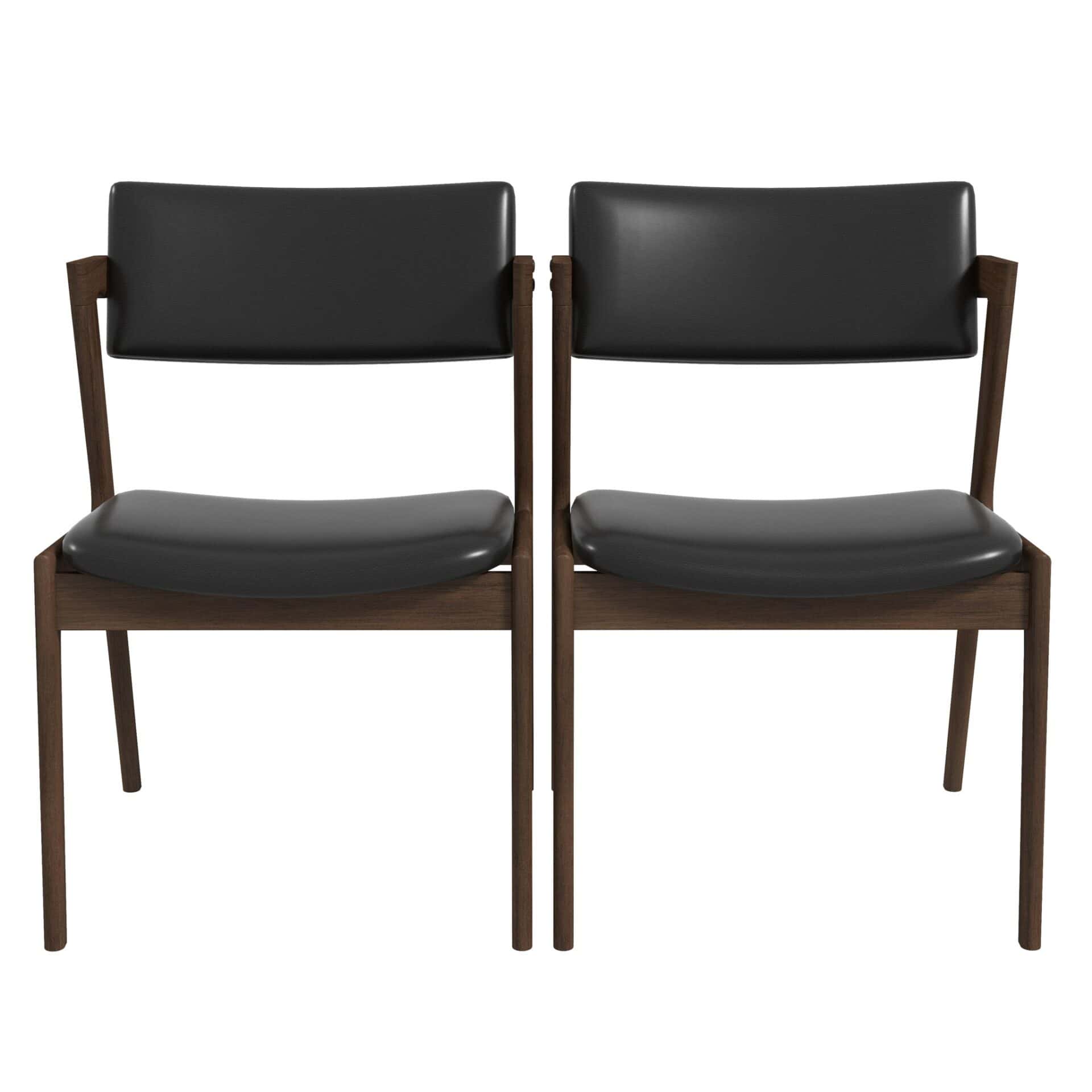 Mid Century Black Leather Dining Chairs Solid Wood (Set of 2) 1 Mid Century Black Leather Dining Chairs Solid Wood (Set of 2)