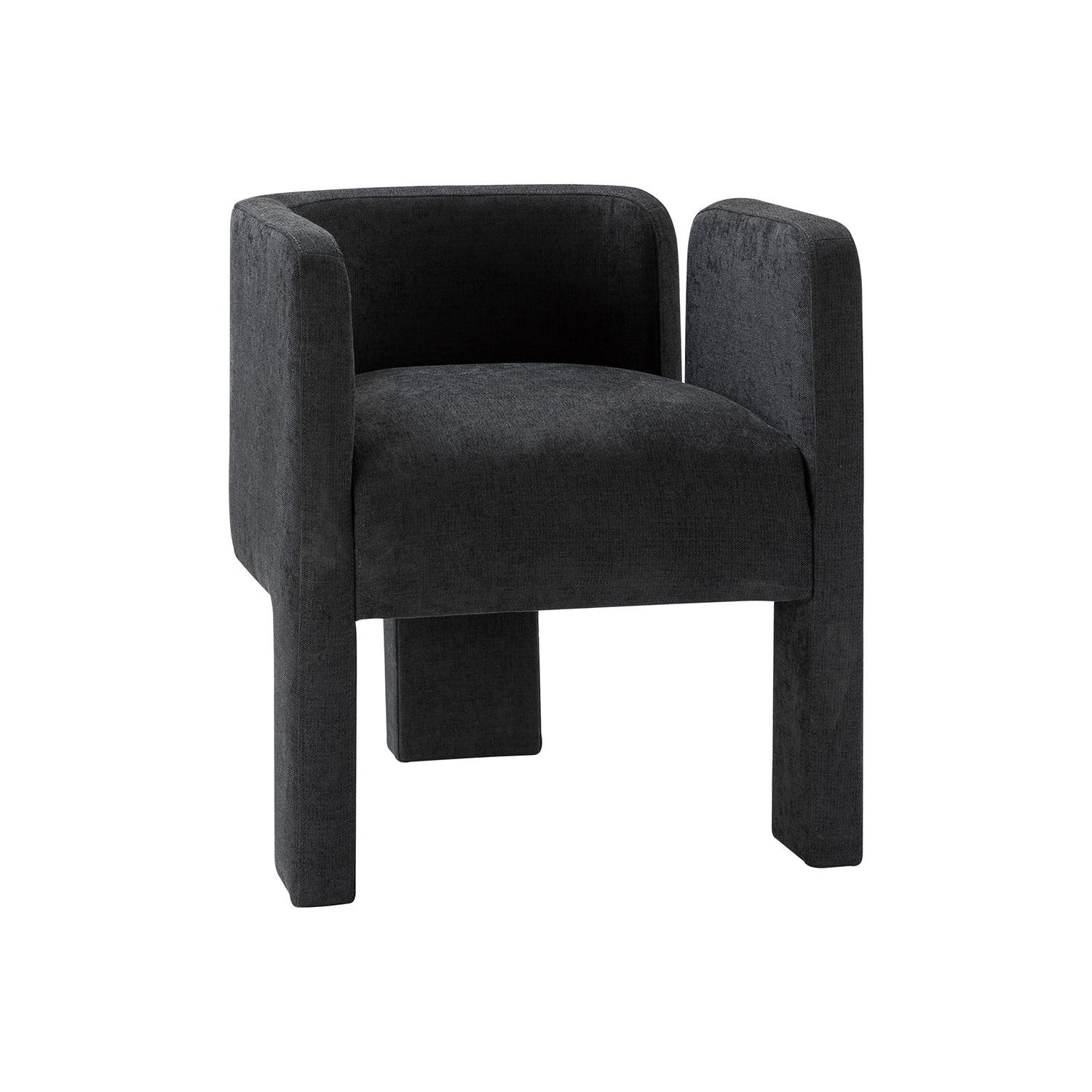 Eggert Charcoal Chenille Segmented Three-Legged Dining Chair 2 Eggert Charcoal Chenille Segmented Three-Legged Dining Chair - Image 2