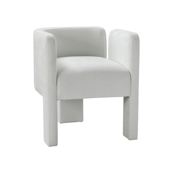 Eggert Ivory Chenille Segmented Three Legged Dining Chair 1