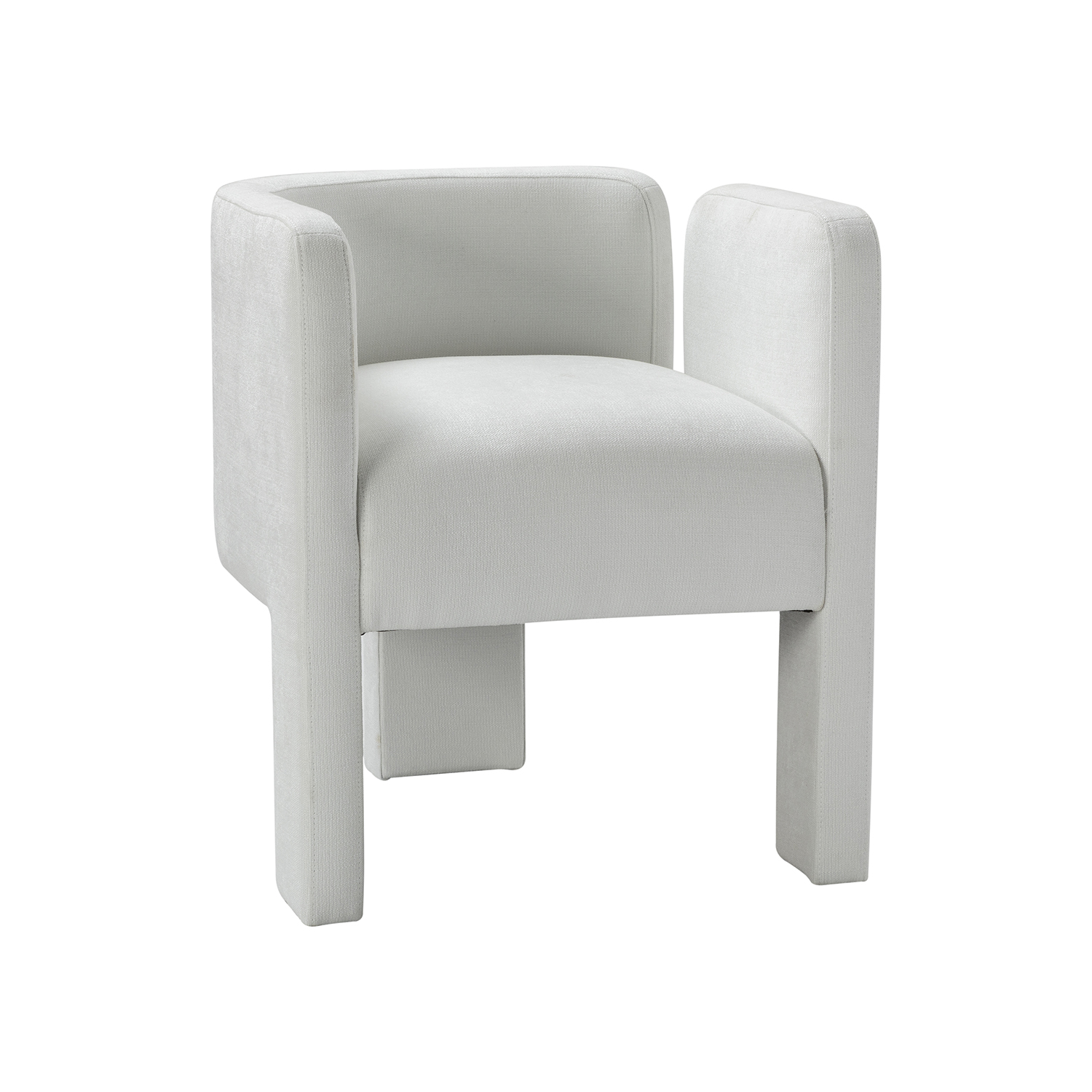 Eggert Ivory Chenille Segmented Three-Legged Dining Chair 2 Eggert Ivory Chenille Segmented Three-Legged Dining Chair - Image 2