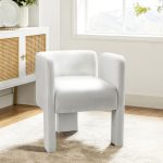 Eggert Ivory Chenille Segmented Three-Legged Dining Chair 6 Eggert Ivory Chenille Segmented Three-Legged Dining Chair