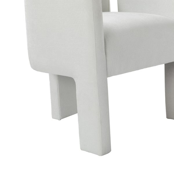 Eggert Ivory Chenille Segmented Three Legged Dining Chair 4