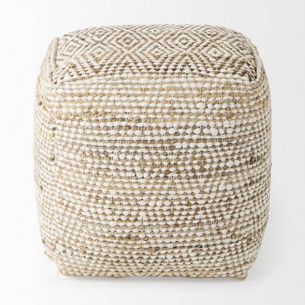 Ekani 16.0L x 16.0W x 16.0H CreamBeige Cotton Pouf 2