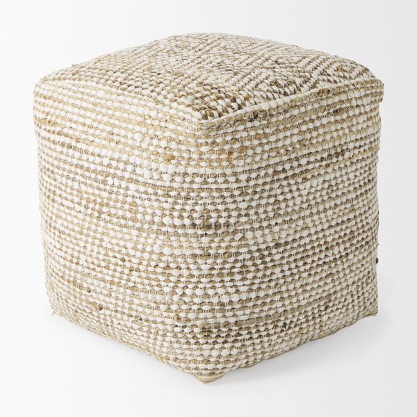 Ekani 16.0L x 16.0W x 16.0H CreamBeige Cotton Pouf 3