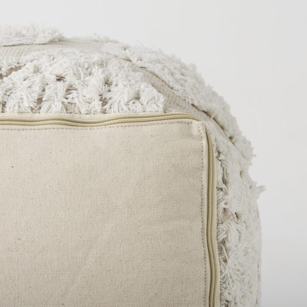 Ekanta 16.0L x 16.0W x 16.0H CreamBeige Patterned Cotton Pouf 9