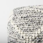 Ekiya 16.0L x 16.0W x 16.0H Black/White Yarn and Wool Patterened Pouf
