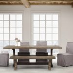 Elbert I Grey Fabric Slip-Cover Brown Wooden Base Dining Chair