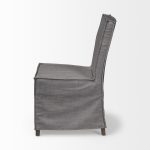 Elbert I Grey Fabric Slip-Cover Brown Wooden Base Dining Chair