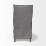 Elbert I Grey Fabric Slip-Cover Brown Wooden Base Dining Chair