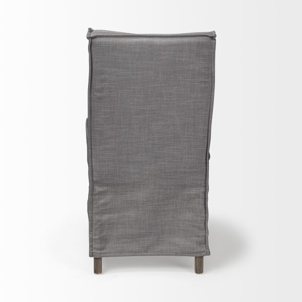 Elbert I Grey Fabric Slip Cover Brown Wooden Base Dining Chair 5