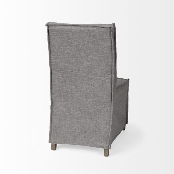 Elbert I Grey Fabric Slip Cover Brown Wooden Base Dining Chair 6