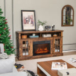 Electric Fireplace TV Stand with Storage for TVs Up to 65 Inch