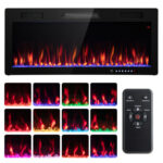Wall Mounted and Recessed Electric Fireplace with Adjustable Colors