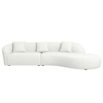 Ivory Boucle Curvy Sectional Sofa with Removable Legs 133 Inches 10 Ivory Boucle Curvy Sectional Sofa with Removable Legs 133 Inches
