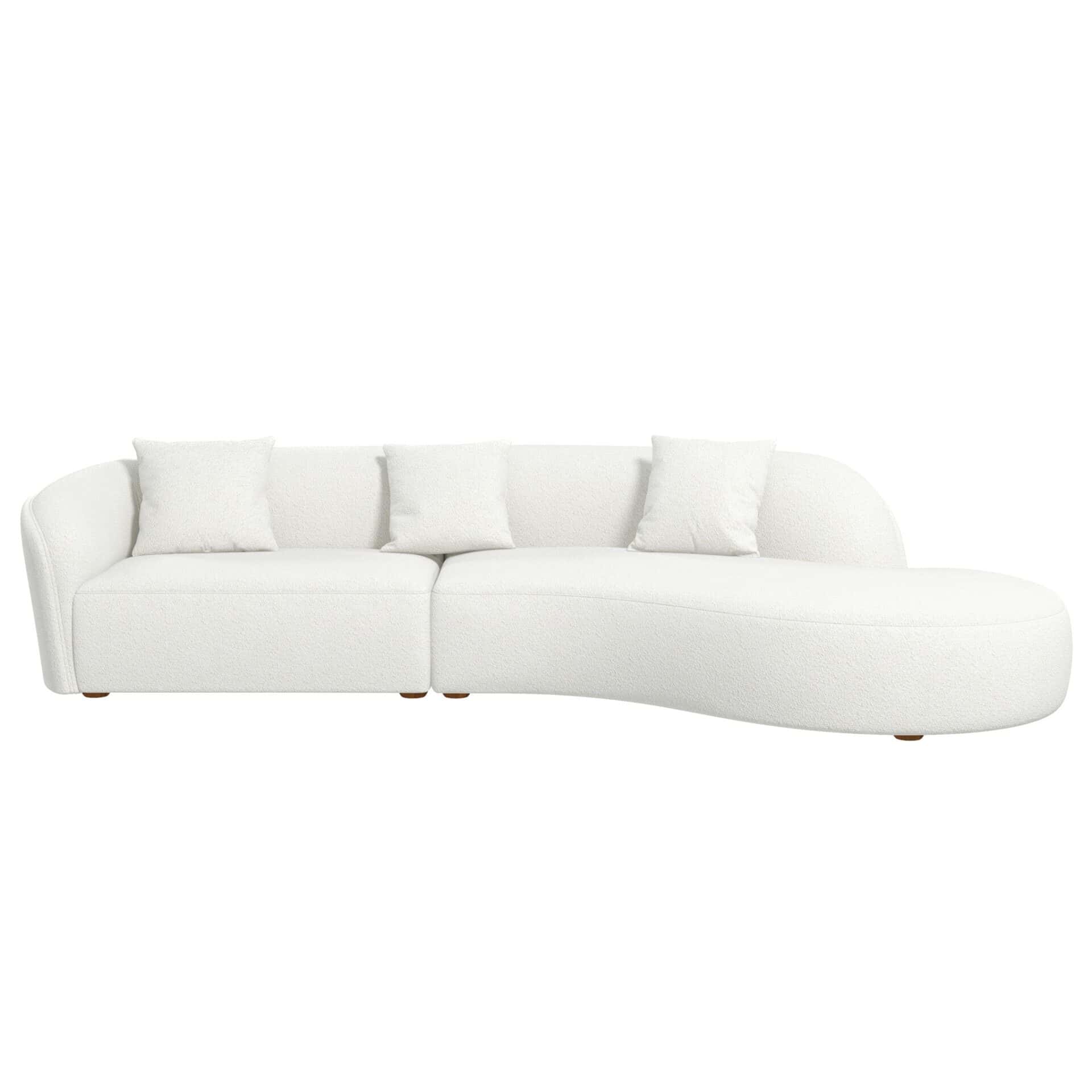 Ivory Boucle Curvy Sectional Sofa with Removable Legs 133 Inches 5 Ivory Boucle Curvy Sectional Sofa with Removable Legs 133 Inches - Image 5
