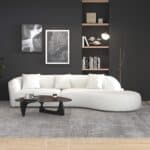 Ivory Boucle Curvy Sectional Sofa with Removable Legs 133 Inches 9 Ivory Boucle Curvy Sectional Sofa with Removable Legs 133 Inches