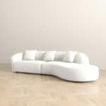 Ivory Boucle Curvy Sectional Sofa with Removable Legs 133 Inches 8 Ivory Boucle Curvy Sectional Sofa with Removable Legs 133 Inches