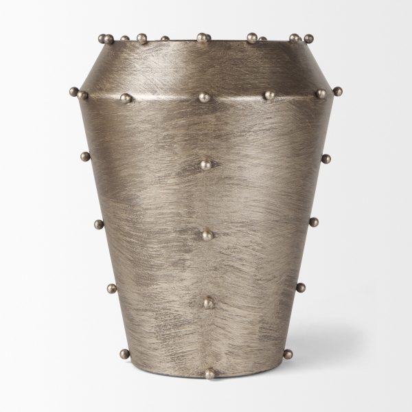 Elio 12.2H Large Champagne Metal WStuds Vase 1