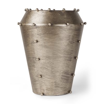 Elio 12.2H Large Champagne Metal W/Studs Vase