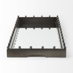Elio 29.9L x 13.0W x 2.6H Gun Metal Gray Metal W/Studs and Mirrored Bottom Rectangle Tray