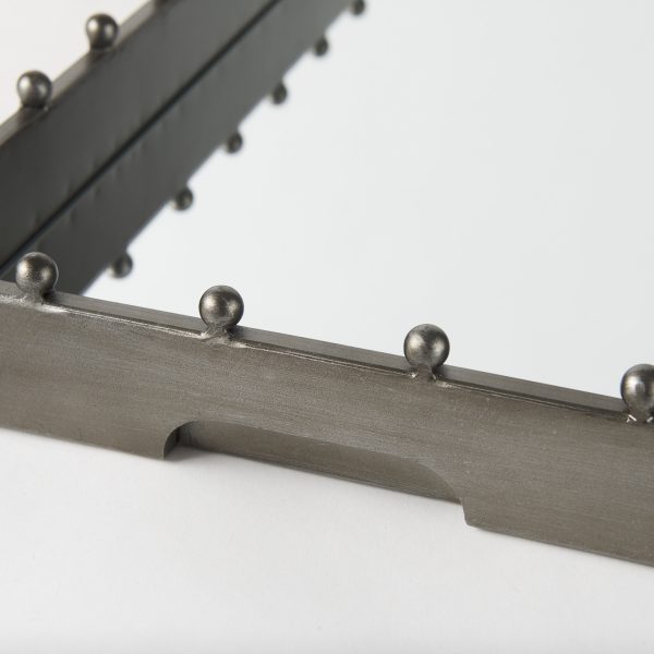 Elio 29.9L x 13.0W x 2.6H Gun Metal Gray Metal WStuds and Mirrored Bottom Rectangle Tray 5
