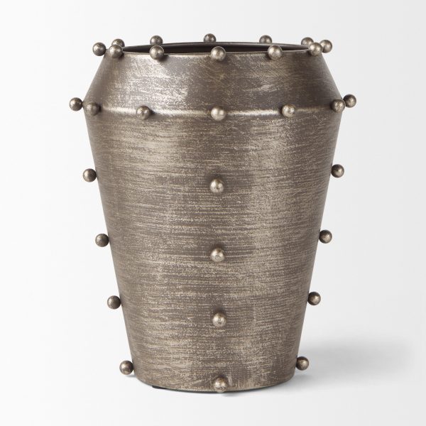 Elio 9.1H Small Champagne Metal WStuds Vase 2