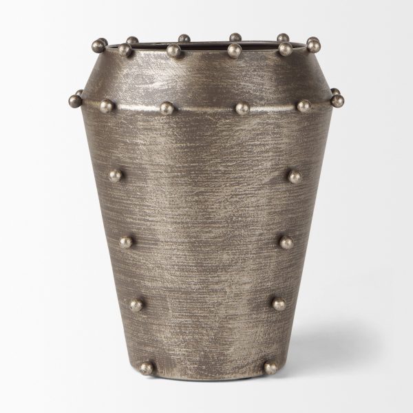 Elio 9.1H Small Champagne Metal WStuds Vase 3