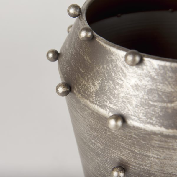 Elio 9.1H Small Champagne Metal WStuds Vase 6