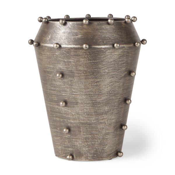 Elio 9.1H Small Champagne Metal WStuds Vase