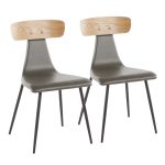 Elio Black Metal and Grey Faux Leather Contemporary Chairs (Set of 2)