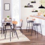 Elio Black Metal and Grey Faux Leather Contemporary Chairs (Set of 2)