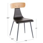 Elio Black Metal and Grey Faux Leather Contemporary Chairs (Set of 2)