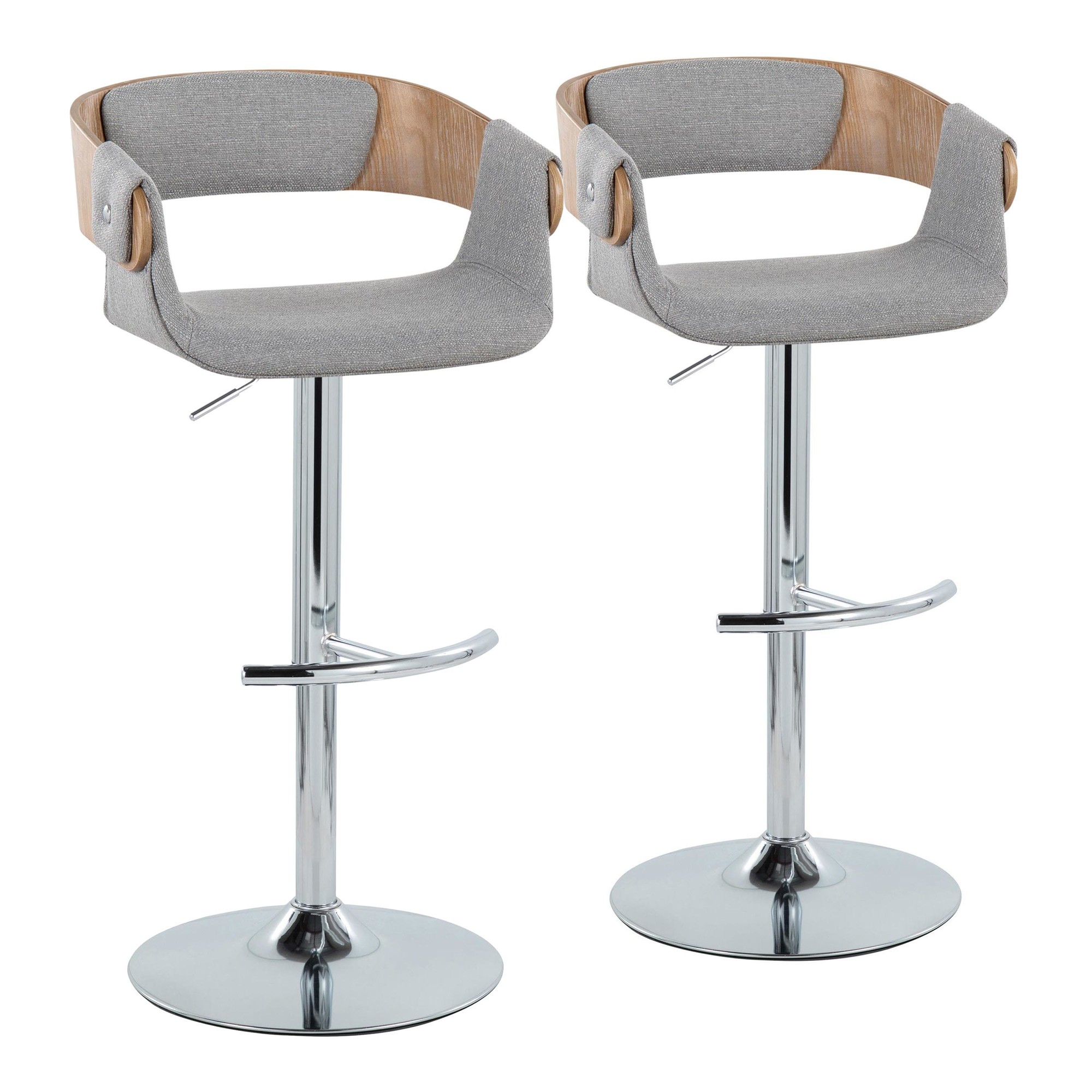 Elisa Grey Fabric Mid-Century Modern Swivel Barstools (Set of 2) 5 Elisa Grey Fabric Mid-Century Modern Swivel Barstools (Set of 2) - Image 5