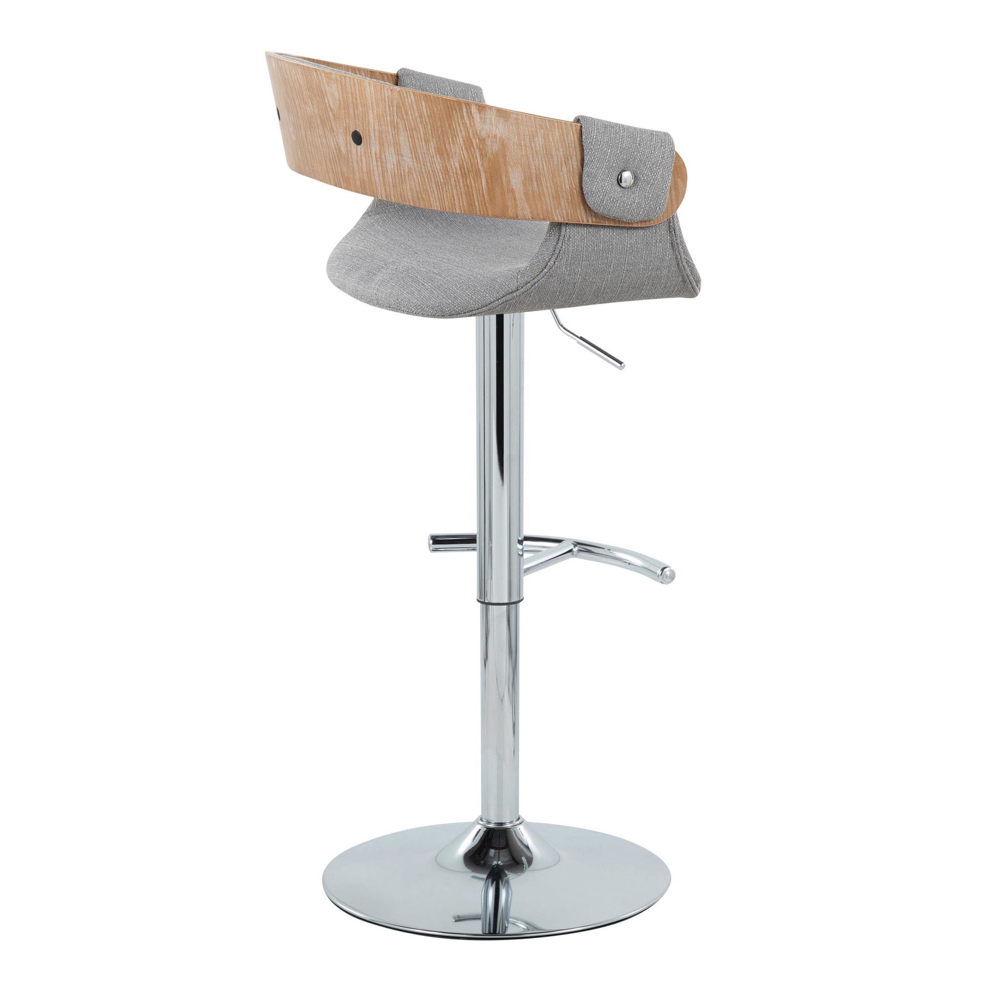 Elisa Grey Fabric Mid-Century Modern Swivel Barstools (Set of 2) 8 Elisa Grey Fabric Mid-Century Modern Swivel Barstools (Set of 2) - Image 8