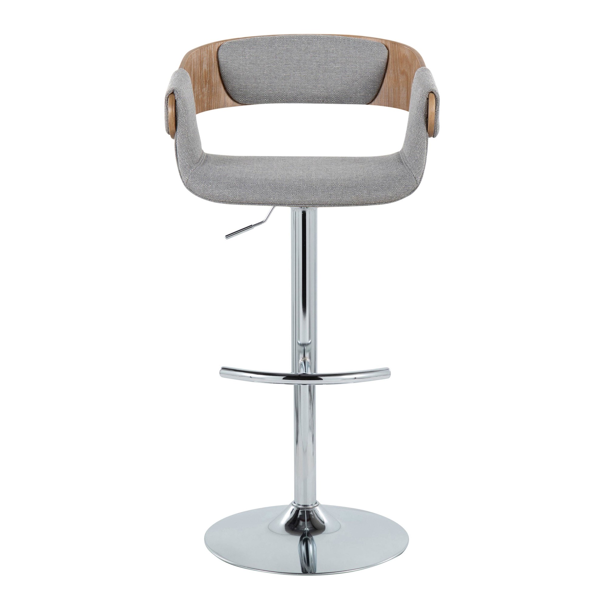 Elisa Grey Fabric Mid-Century Modern Swivel Barstools (Set of 2) 10 Elisa Grey Fabric Mid-Century Modern Swivel Barstools (Set of 2) - Image 10